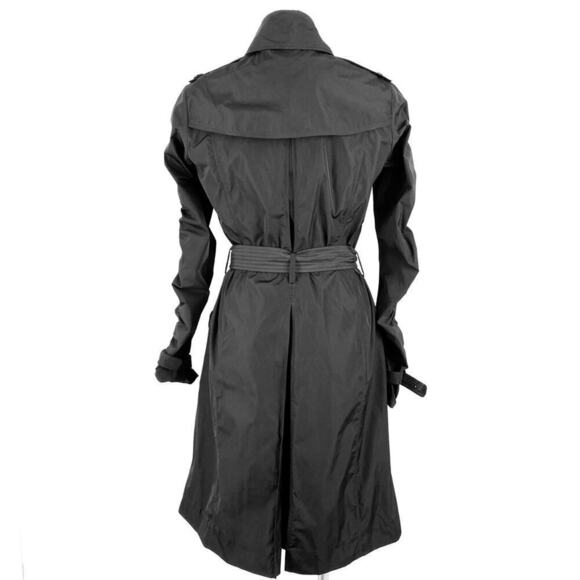 BURBERRY BLACK LONG LIGHTWEIGHT BELTED RAIN TRENCH COAT SIZE 6 - Picture 5 of 16